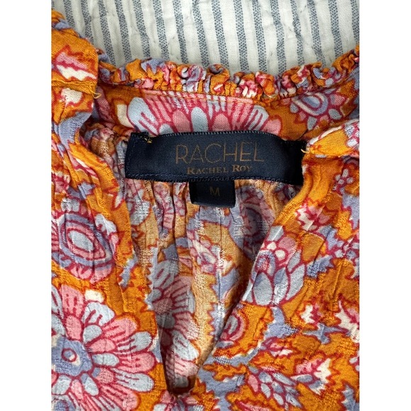 Floral Print Blouse Ruffle Sleeve V-Neck Top Bohemian Style  Size S - Picture 4 of 5